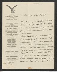 Nachlass Franz Steindachner, Brief von Adolf Lendl an Franz Steindachner (30.11.1908), Inv.Nr. 298.01, Seite 1